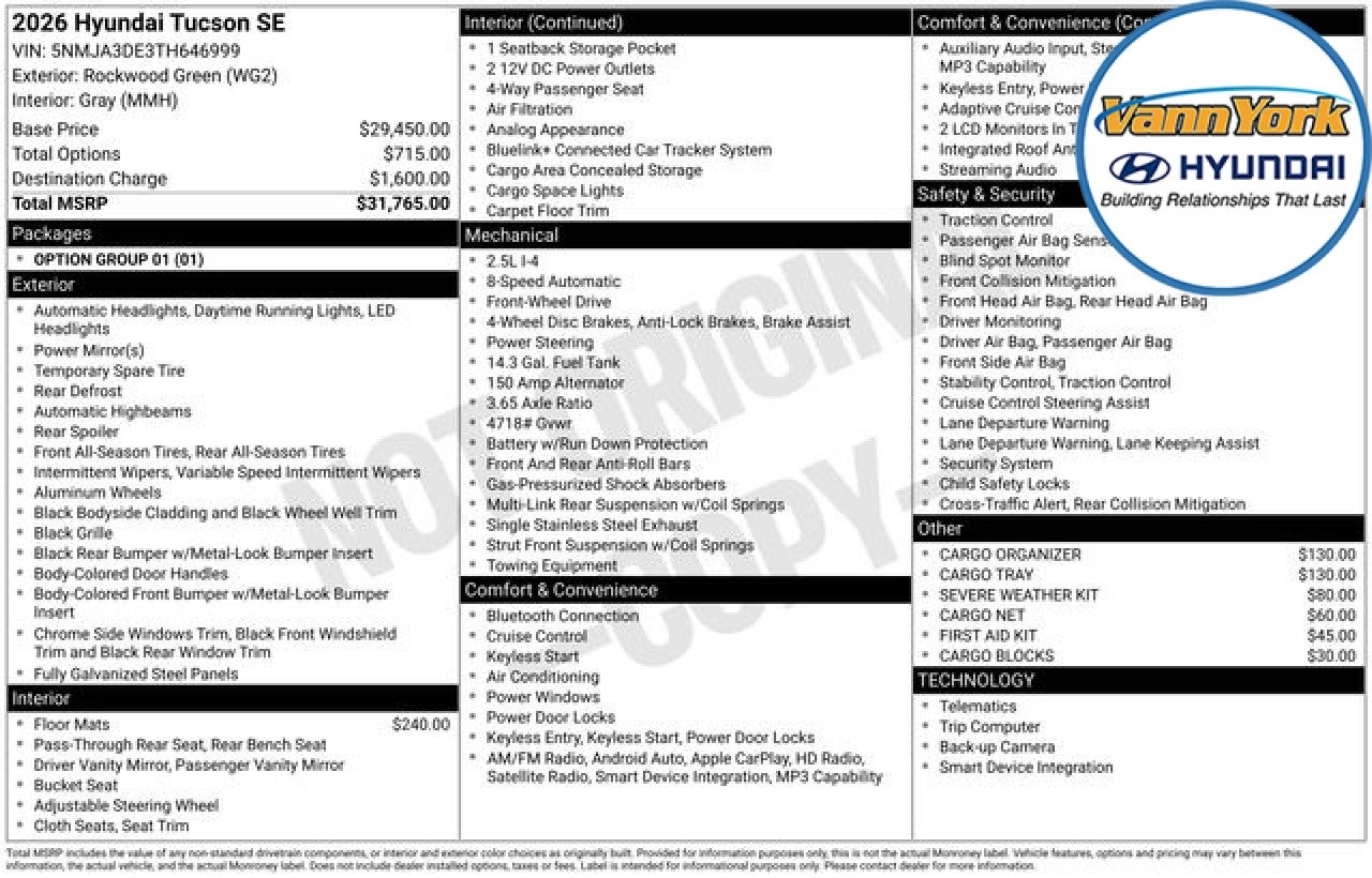 2026 Hyundai TUCSON SE