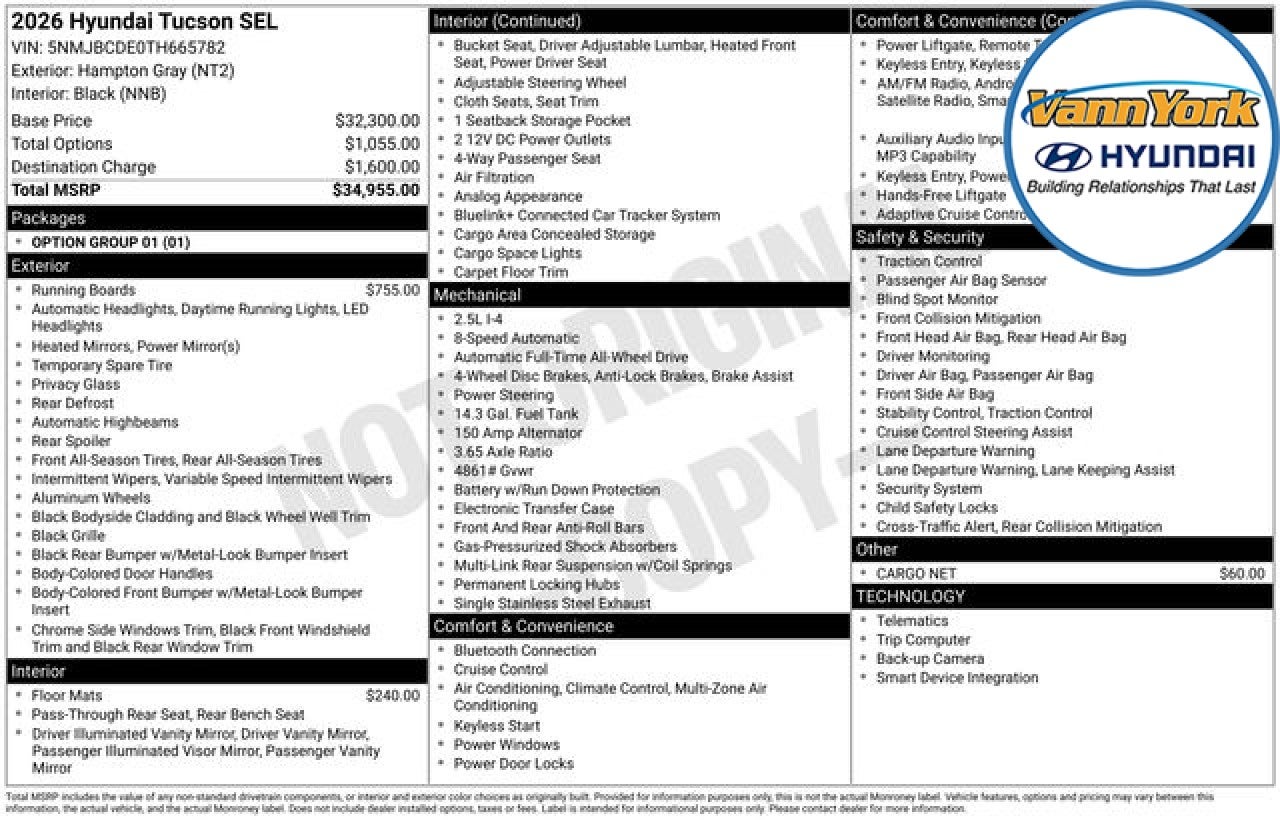 2026 Hyundai TUCSON SEL
