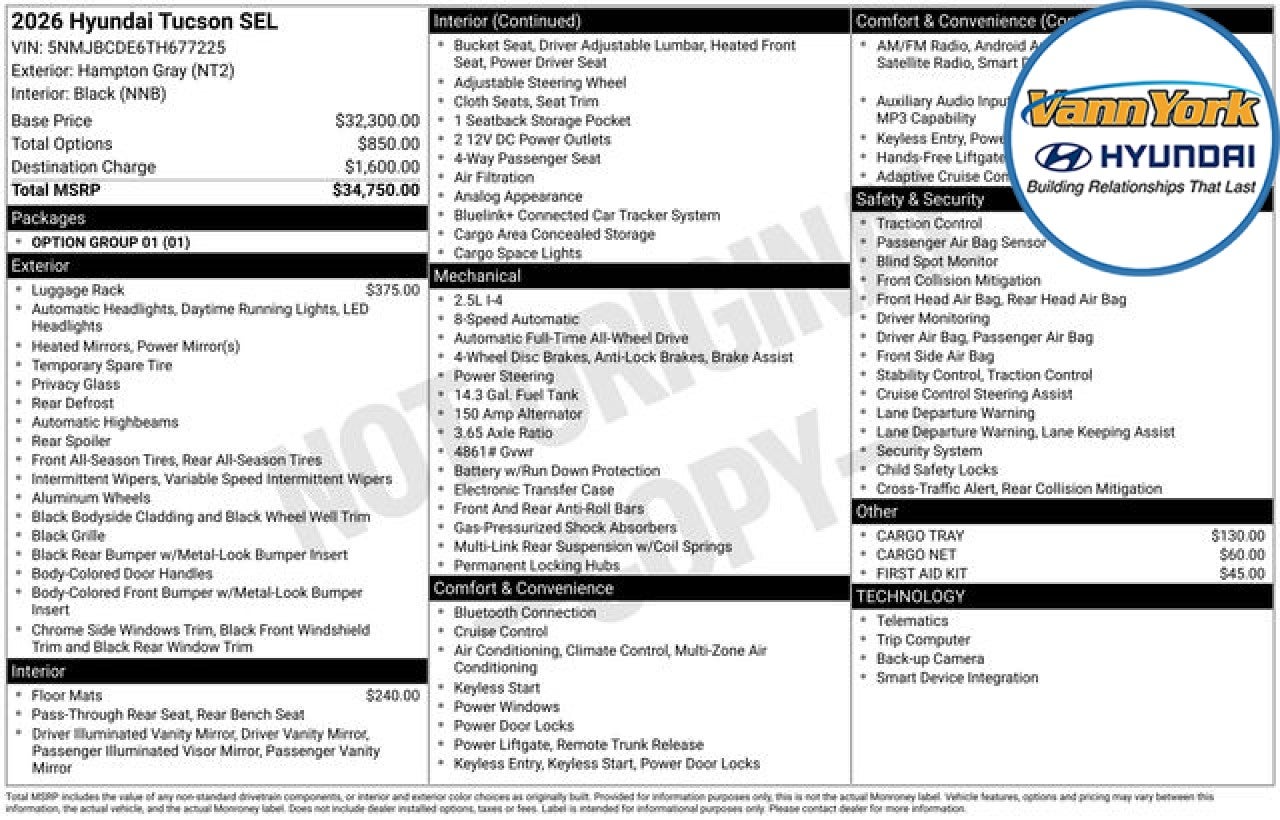 2026 Hyundai TUCSON SEL