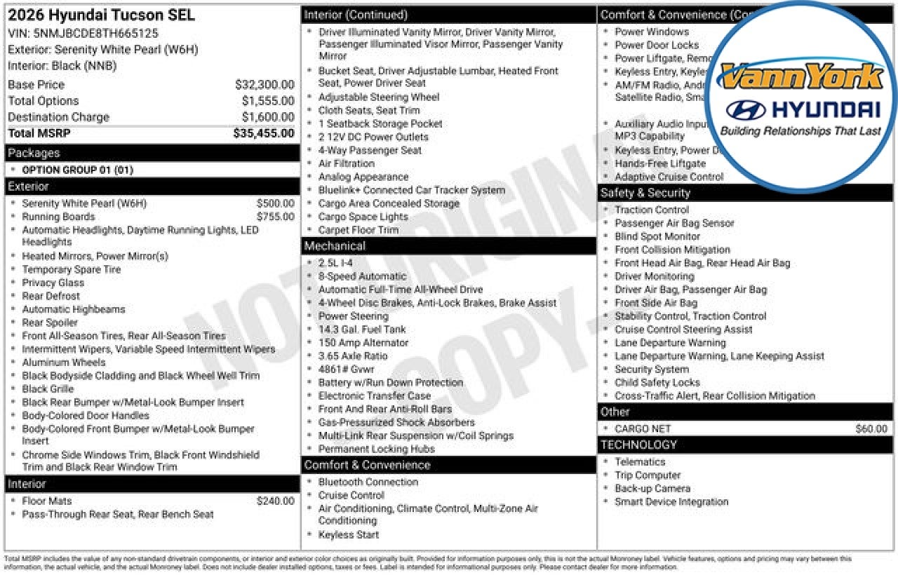 2026 Hyundai TUCSON SEL