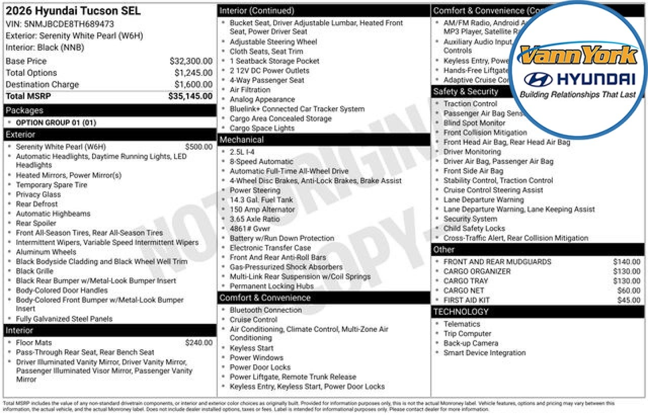 2026 Hyundai TUCSON SEL
