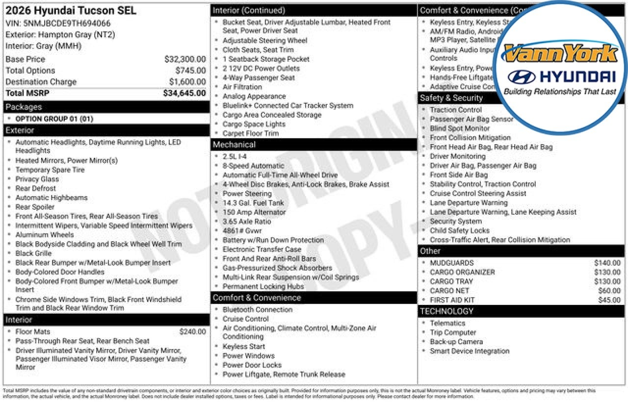 2026 Hyundai TUCSON SEL