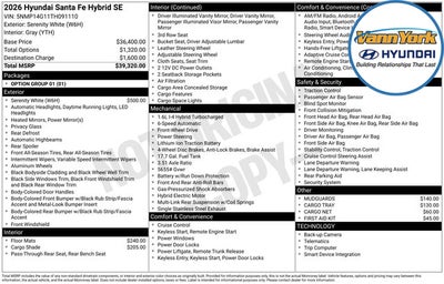 2026 Hyundai SANTA FE HYBRID SE
