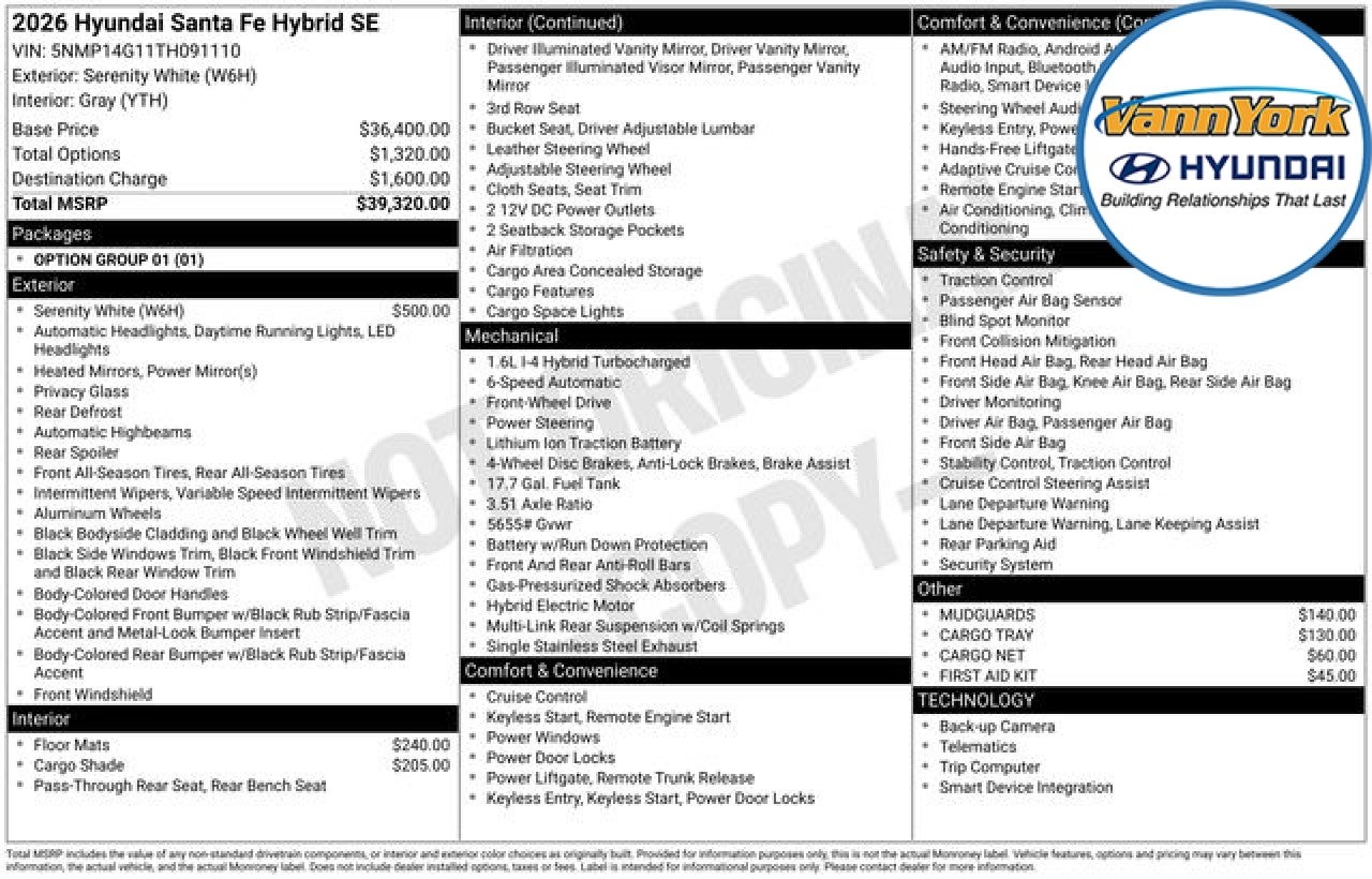 2026 Hyundai SANTA FE HYBRID SE