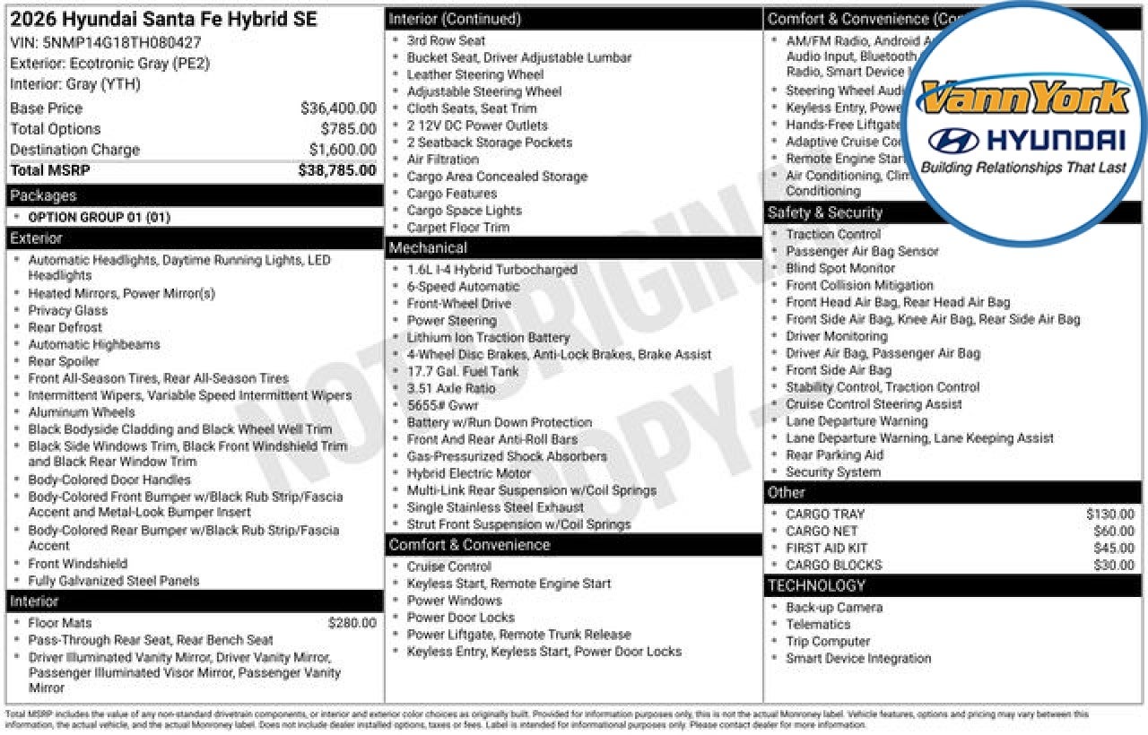 2026 Hyundai SANTA FE HYBRID SE