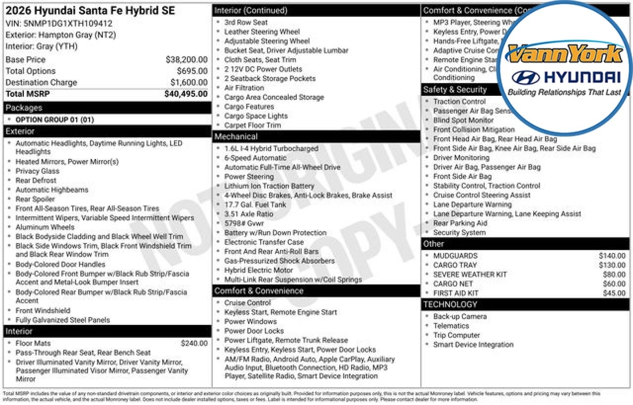 2026 Hyundai SANTA FE HYBRID SE