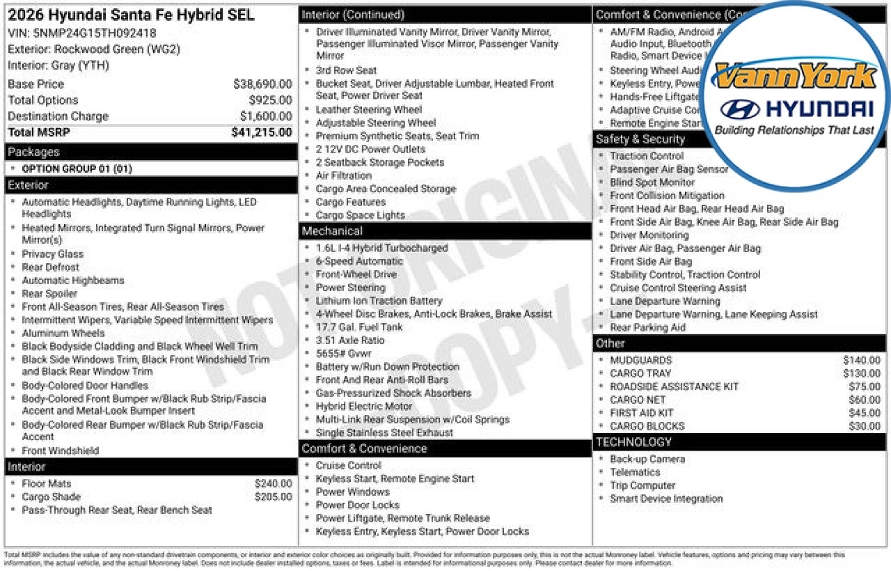 2026 Hyundai SANTA FE HYBRID SEL