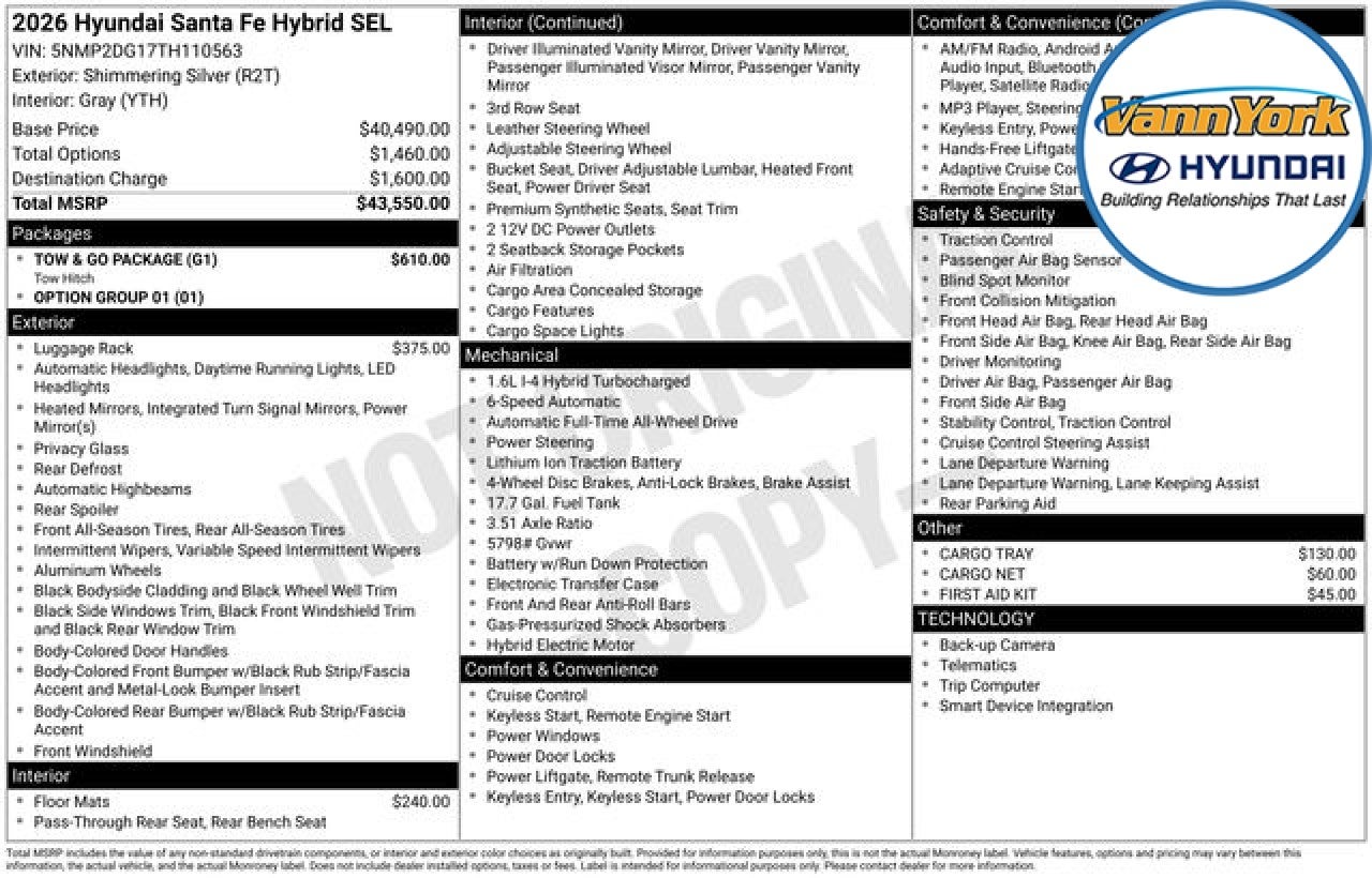 2026 Hyundai SANTA FE HYBRID SEL