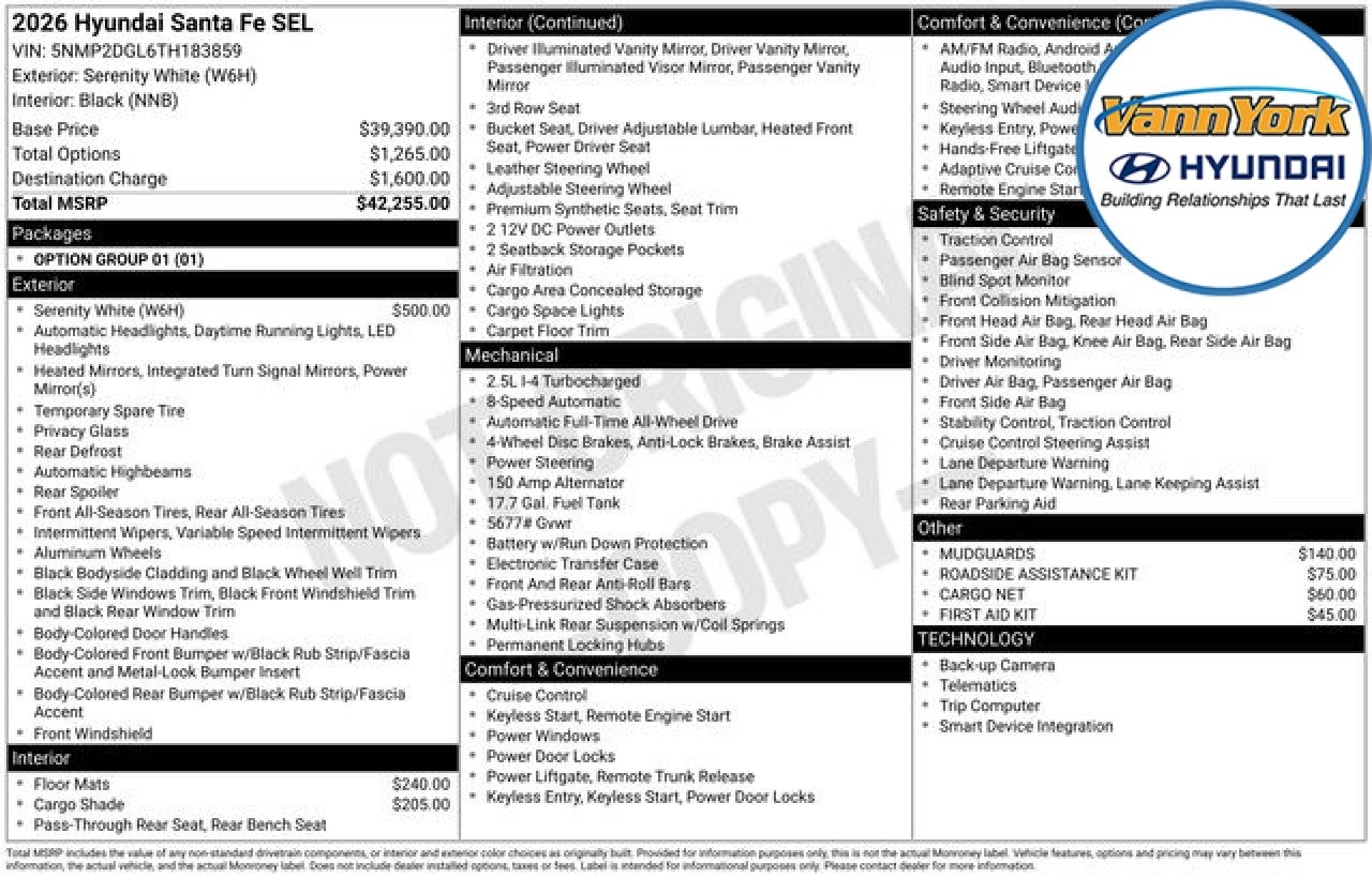 2026 Hyundai SANTA FE SEL