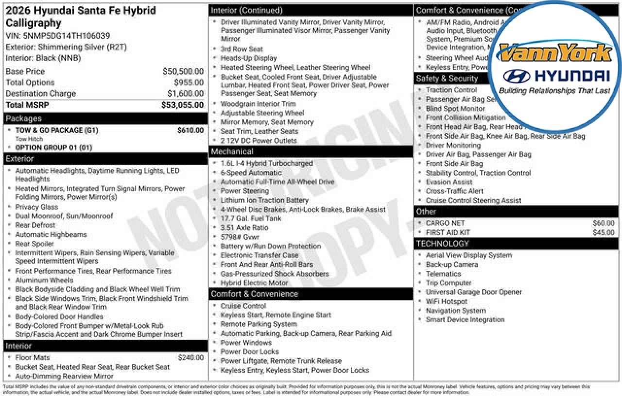 2026 Hyundai SANTA FE HYBRID Calligraphy