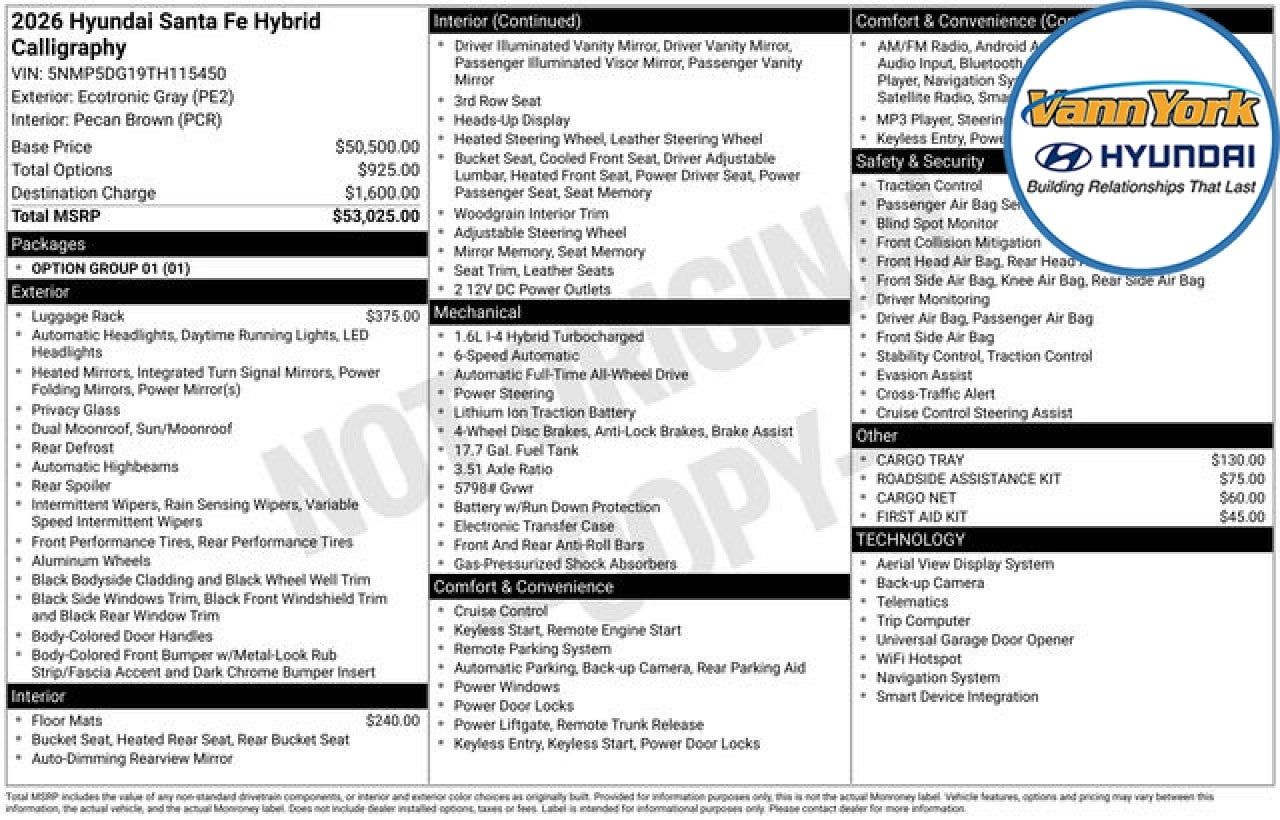 2026 Hyundai SANTA FE HYBRID Calligraphy