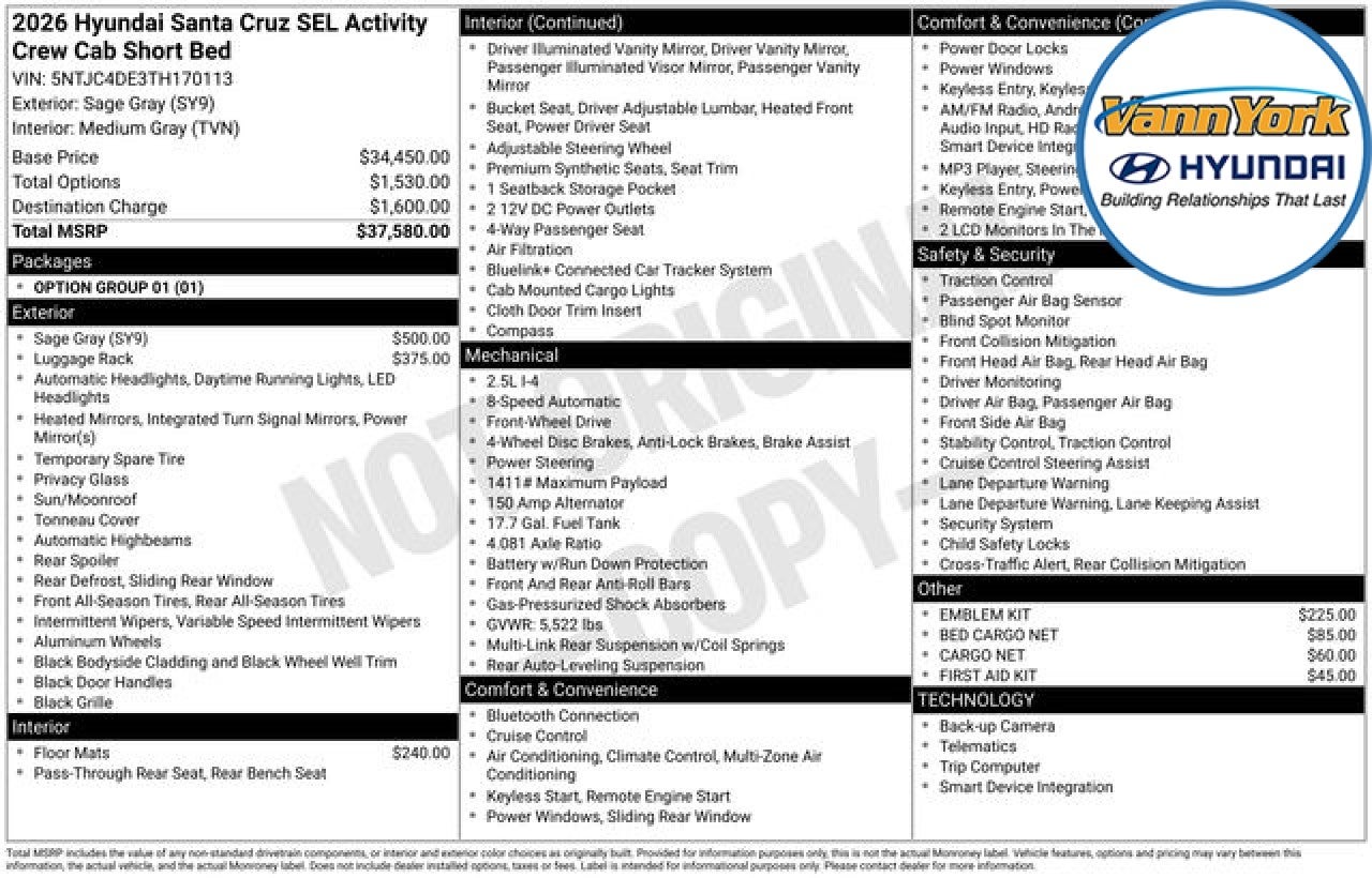 2026 Hyundai SANTA CRUZ SEL Activity