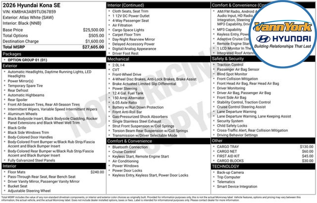 2026 Hyundai KONA SE