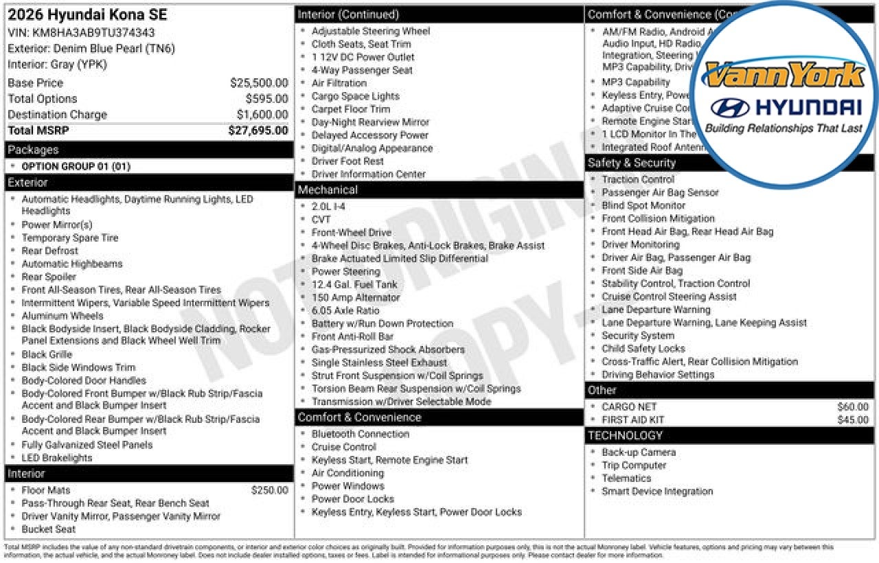 2026 Hyundai KONA SE