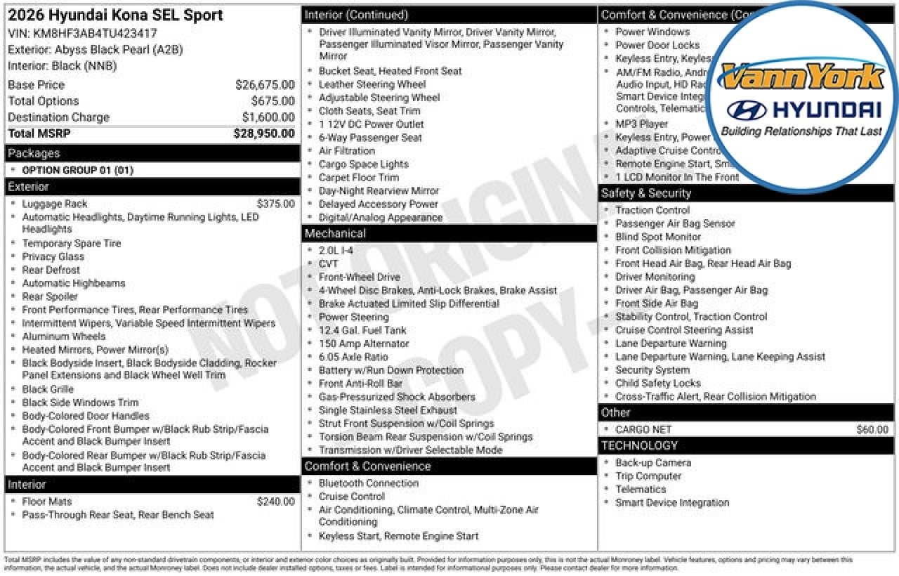 2026 Hyundai KONA SEL Sport