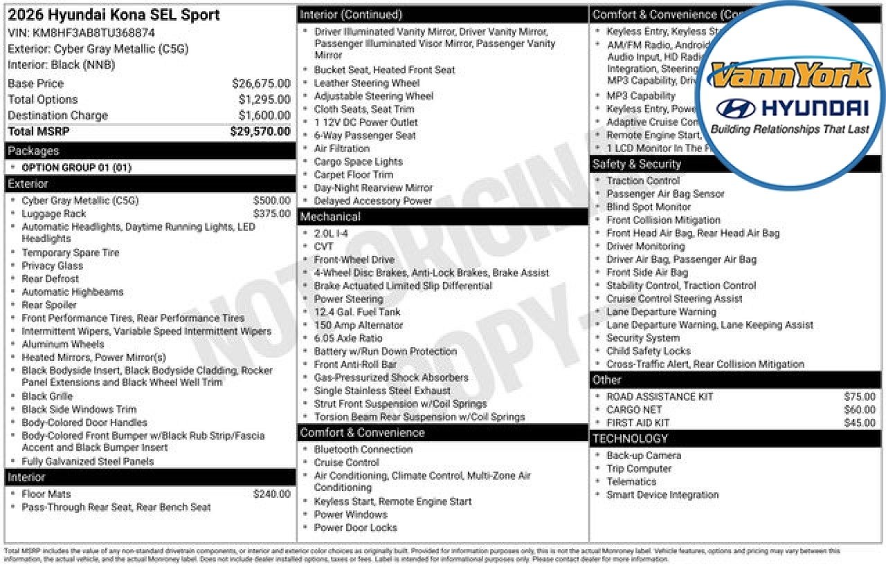 2026 Hyundai KONA SEL Sport