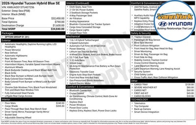 2026 Hyundai TUCSON HYBRID Blue SE