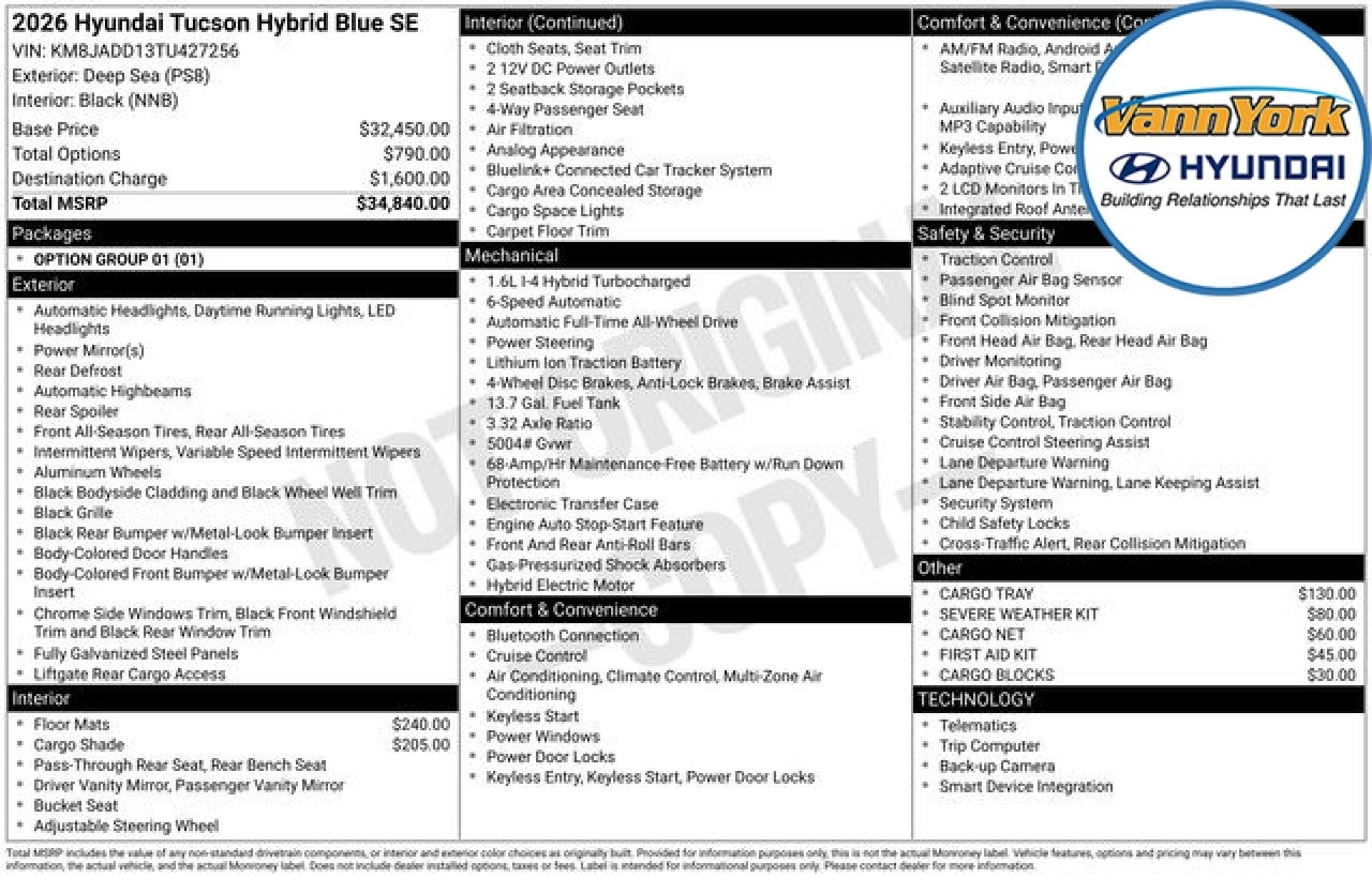 2026 Hyundai TUCSON HYBRID Blue SE