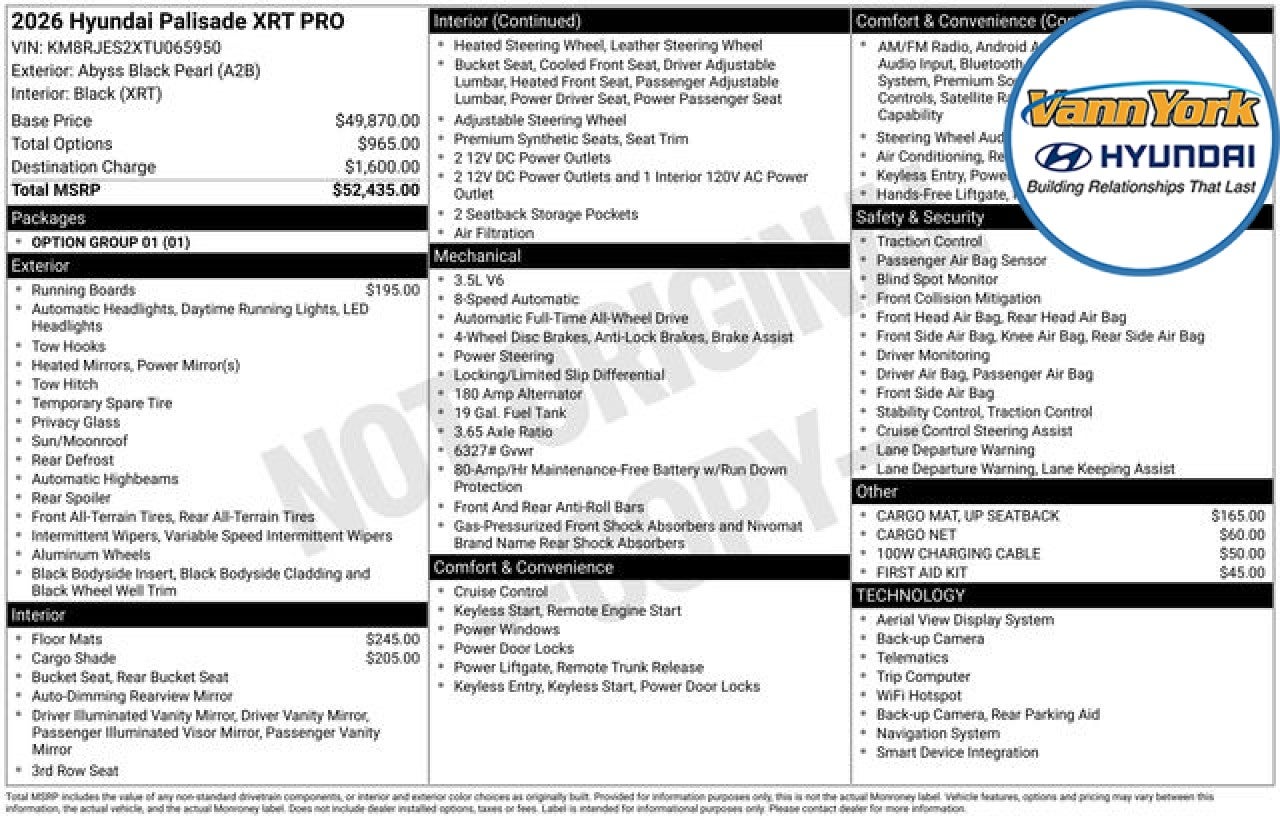 2026 Hyundai PALISADE XRT Pro