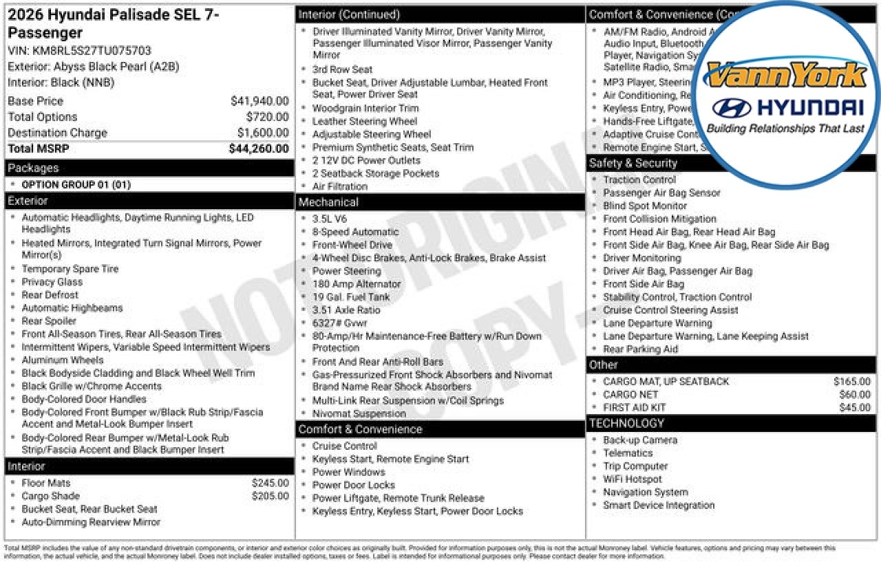 2026 Hyundai PALISADE SEL 7P