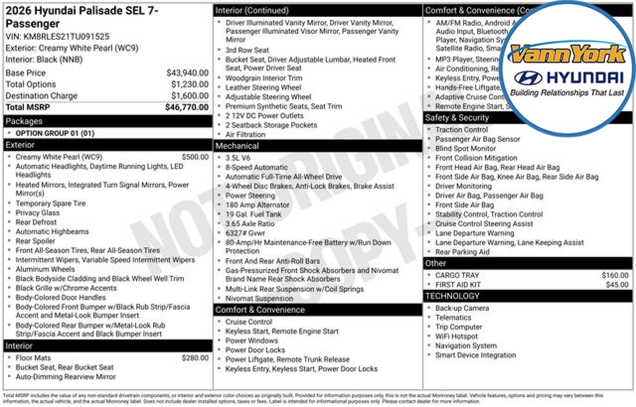 2026 Hyundai PALISADE SEL 7P