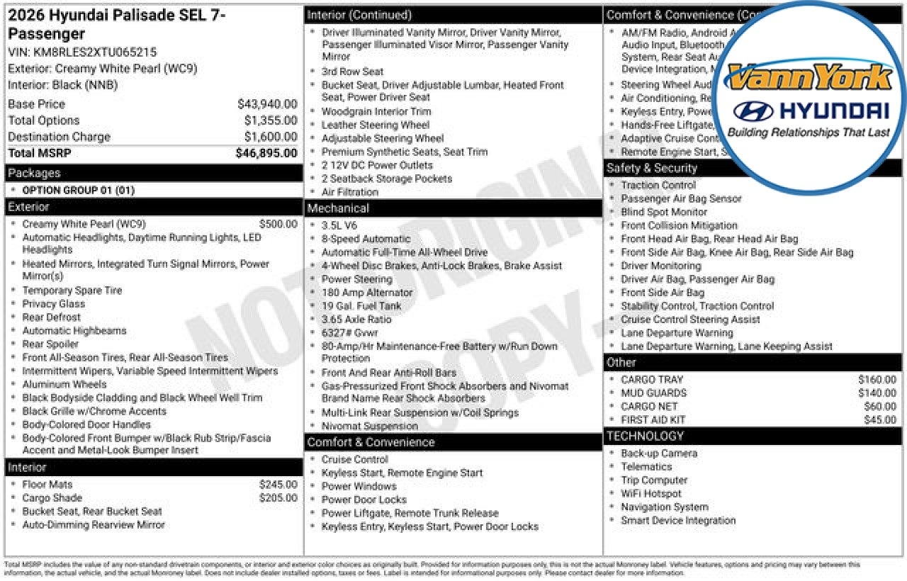 2026 Hyundai PALISADE SEL 7P