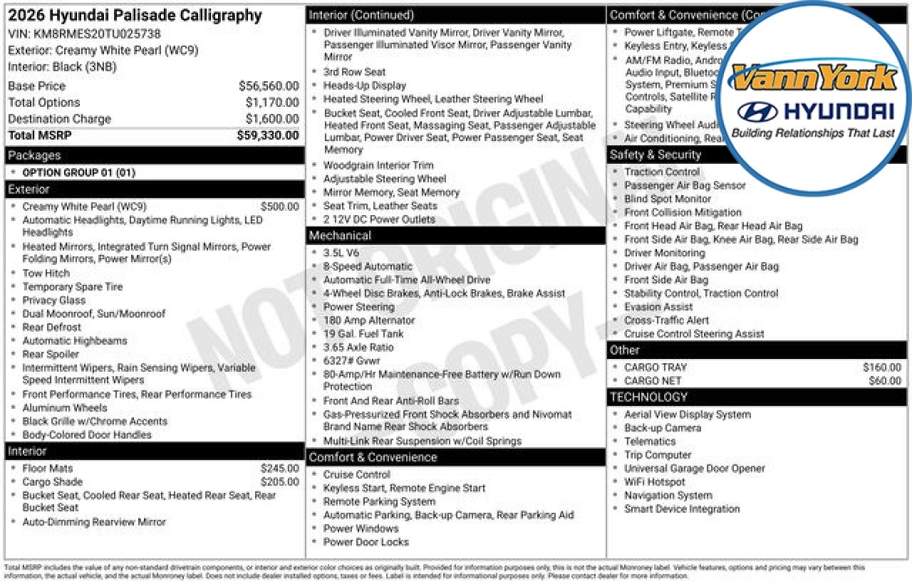 2026 Hyundai PALISADE Calligraphy