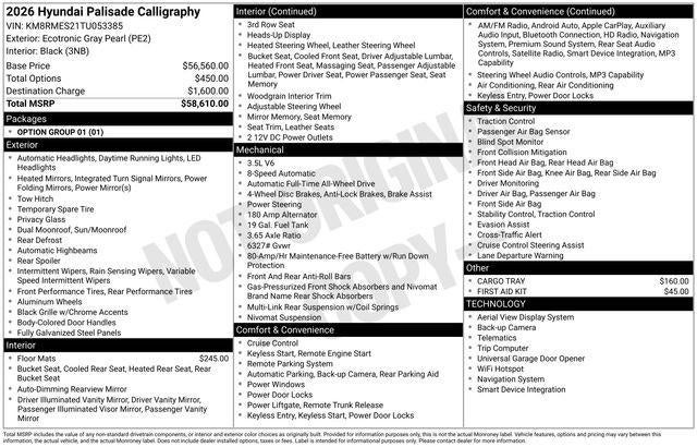 2026 Hyundai PALISADE Calligraphy AWD