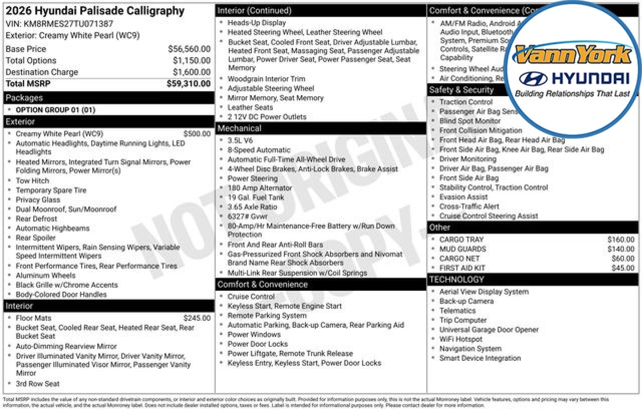 2026 Hyundai PALISADE Calligraphy