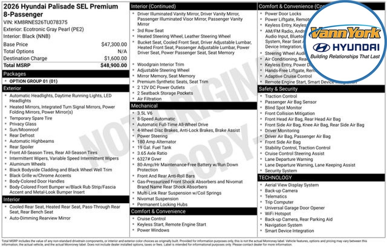2026 Hyundai PALISADE SEL Premium 8P