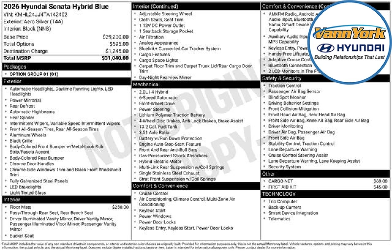 2026 Hyundai SONATA HYBRID Blue