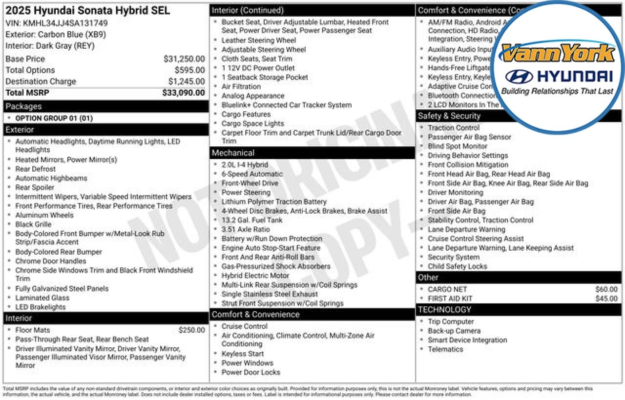 2025 Hyundai SONATA HYBRID SEL