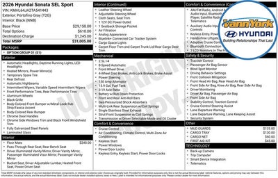 2026 Hyundai SONATA SEL Sport
