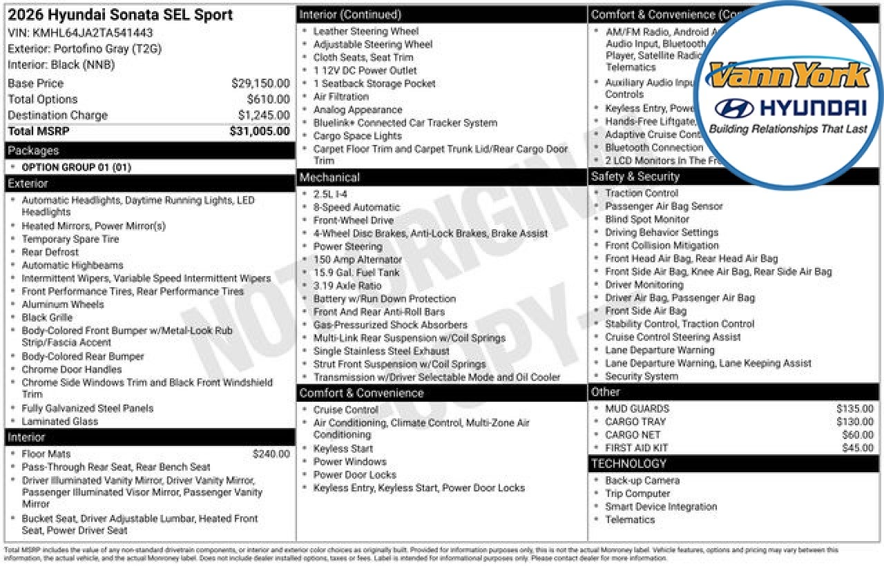 2026 Hyundai SONATA SEL Sport