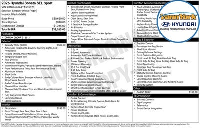 2026 Hyundai SONATA SEL Sport