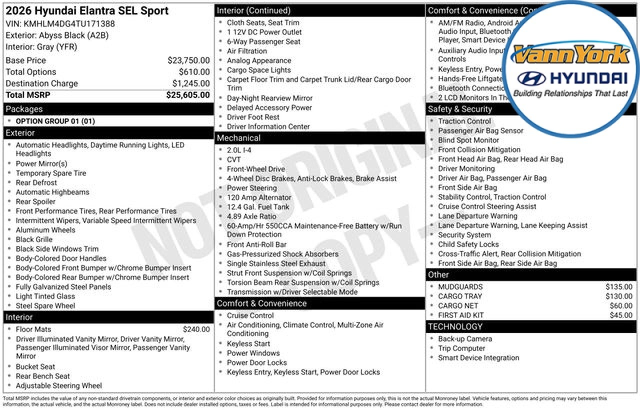 2026 Hyundai ELANTRA SEL Sport