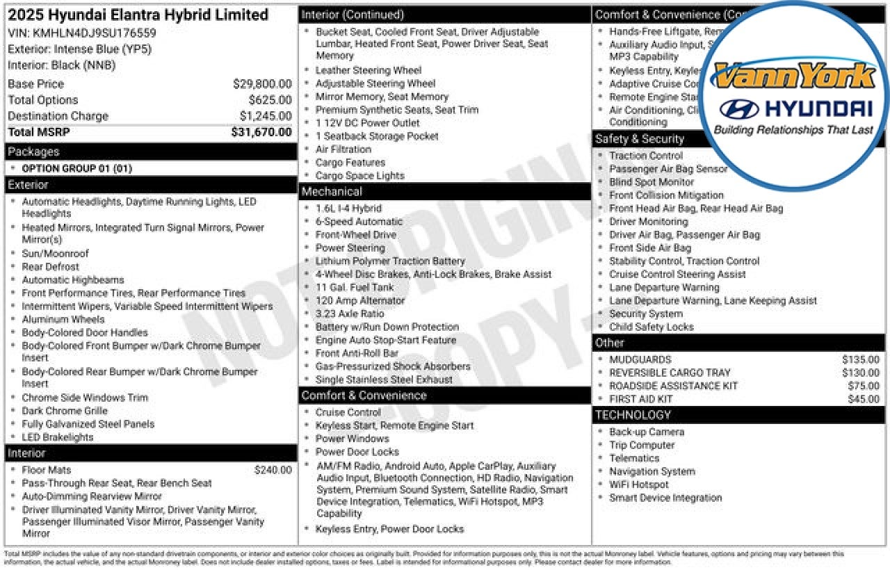 2025 Hyundai ELANTRA HYBRID Limited