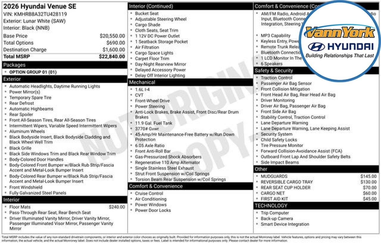 2026 Hyundai VENUE SE