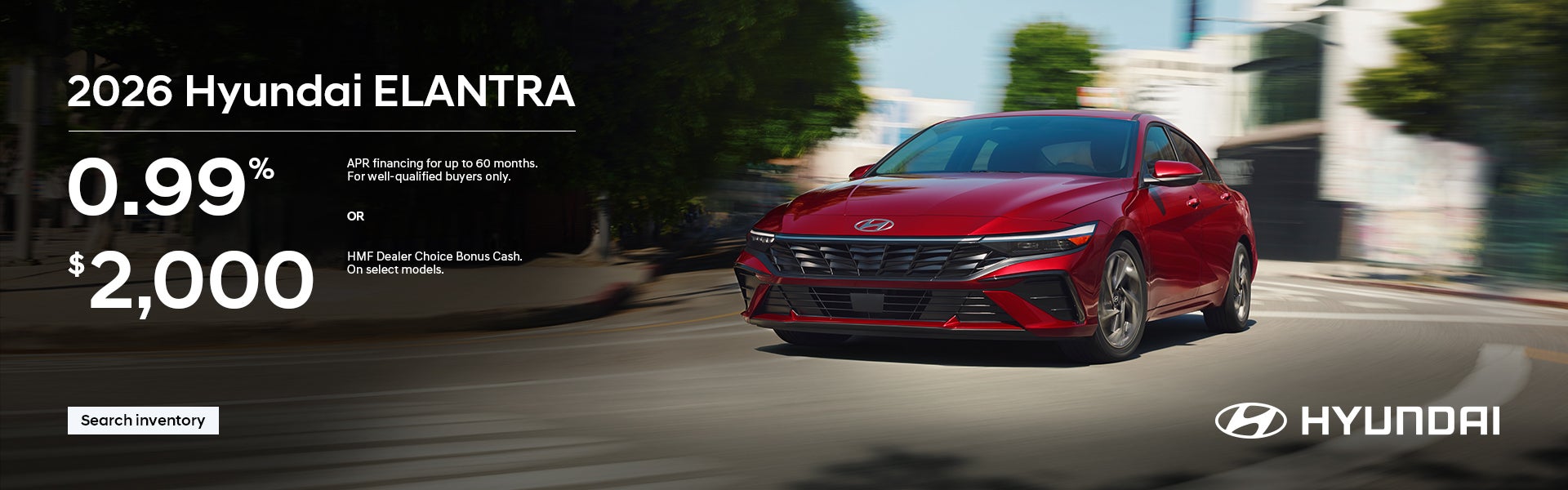 2026 Hyundai Elantra APR or Bonus Cash Offer