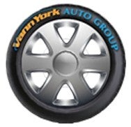 Vann York Auto Group logo featuring a stylized silver wheel